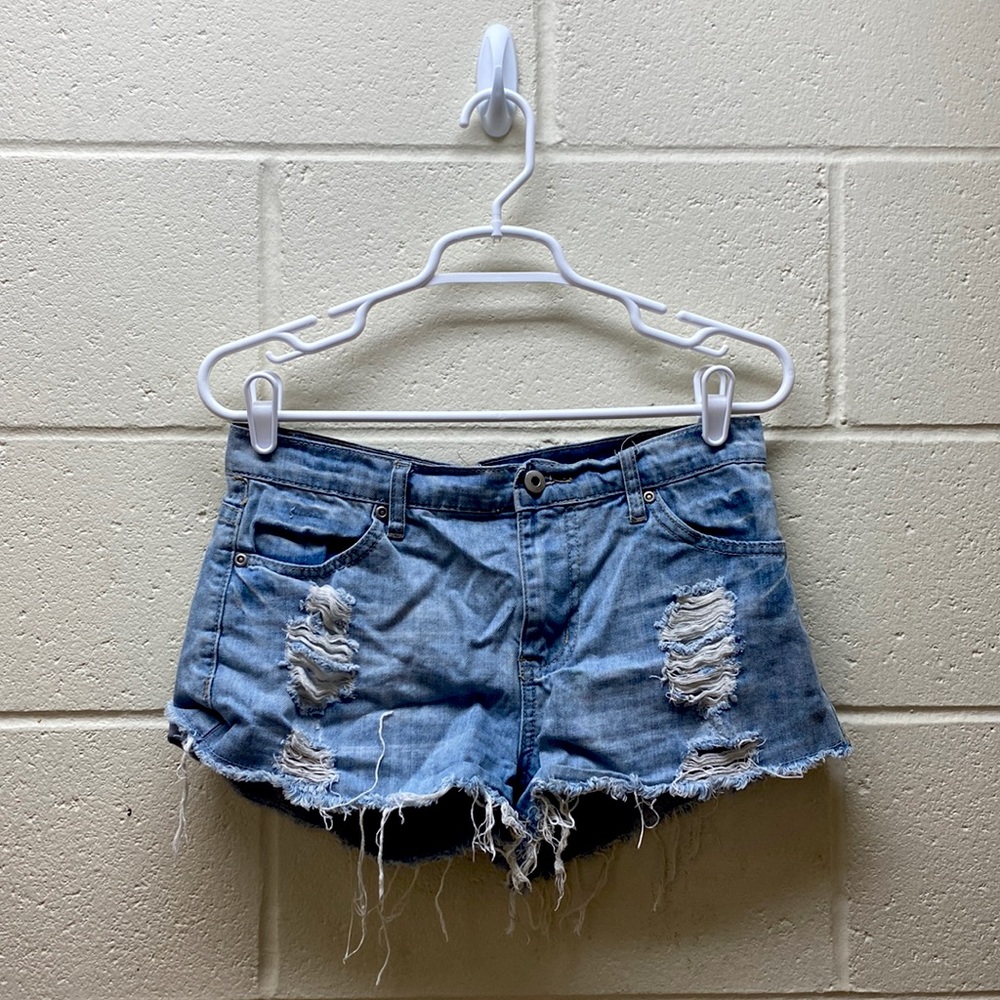 Denim Blue Cut-off Jean Shorts / US-26